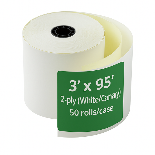 3" x 95' 2-Ply (White/Canary) Paper Rolls, 50 rolls/case - Hawaii
